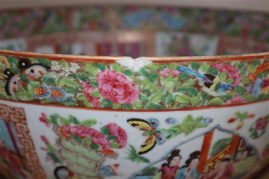 A Chinese Canton famille rose punch bowl, c. 1830-50, Dia 36cm